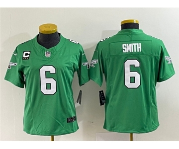 Women's Philadelphia Eagles #6 DeVonta Smith Green 2023 F.U.S.E. With C Patch Stitched Football Jersey(Run Small)