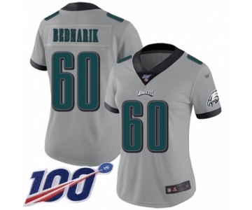 Women's Philadelphia Eagles #60 Chuck Bednarik Limited Silver Inverted Legend 100th Season Football Jersey