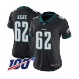 Women's Philadelphia Eagles #62 Jason Kelce Black Alternate Vapor Untouchable Limited Player 100th Season Football Jersey