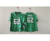 Women's Philadelphia Eagles #62 Jason Kelce Kelly Green Vapor Stitched Jersey