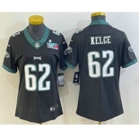 Women's Philadelphia Eagles #62 Jason Kelce Limited Black Super Bowl LVII Vapor Jersey