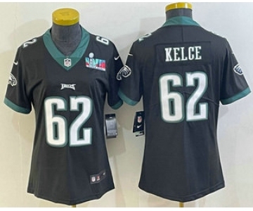 Women's Philadelphia Eagles #62 Jason Kelce Limited Black Super Bowl LVII Vapor Jersey