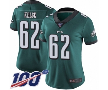 Women's Philadelphia Eagles #62 Jason Kelce Midnight Green Team Color Vapor Untouchable Limited Player 100th Season Football Jersey