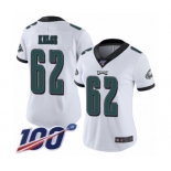 Women's Philadelphia Eagles #62 Jason Kelce White Vapor Untouchable Limited Player 100th Season Football Jersey