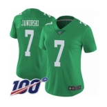 Women's Philadelphia Eagles #7 Ron Jaworski Limited Green Rush Vapor Untouchable 100th Season Football Jersey