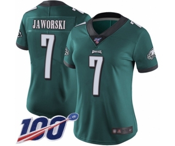 Women's Philadelphia Eagles #7 Ron Jaworski Midnight Green Team Color Vapor Untouchable Limited Player 100th Season Football Jersey