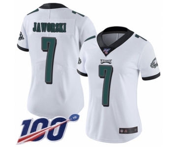 Women's Philadelphia Eagles #7 Ron Jaworski White Vapor Untouchable Limited Player 100th Season Football Jersey