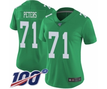 Women's Philadelphia Eagles #71 Jason Peters Limited Green Rush Vapor Untouchable 100th Season Football Jersey