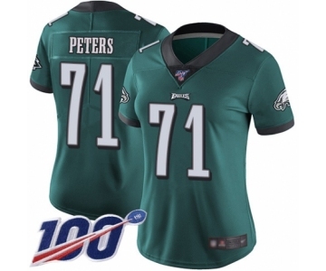 Women's Philadelphia Eagles #71 Jason Peters Midnight Green Team Color Vapor Untouchable Limited Player 100th Season Football Jersey