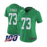 Women's Philadelphia Eagles #73 Isaac Seumalo Limited Green Rush Vapor Untouchable 100th Season Football Jersey