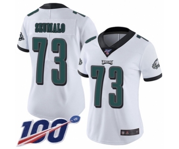 Women's Philadelphia Eagles #73 Isaac Seumalo White Vapor Untouchable Limited Player 100th Season Football Jersey