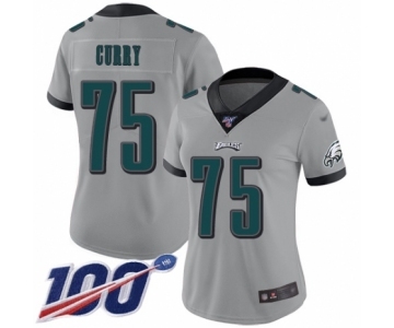 Women's Philadelphia Eagles #75 Vinny Curry Limited Silver Inverted Legend 100th Season Football Jersey