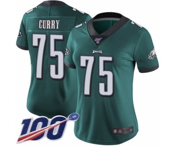 Women's Philadelphia Eagles #75 Vinny Curry Midnight Green Team Color Vapor Untouchable Limited Player 100th Season Football Jersey