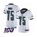 Women's Philadelphia Eagles #75 Vinny Curry White Vapor Untouchable Limited Player 100th Season Football Jersey