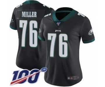 Women's Philadelphia Eagles #76 Shareef Miller Black Alternate Vapor Untouchable Limited Player 100th Season Football Jersey