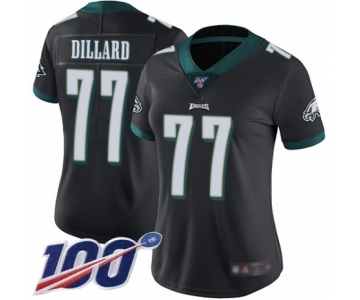 Women's Philadelphia Eagles #77 Andre Dillard Black Alternate Vapor Untouchable Limited Player 100th Season Football Jersey