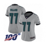 Women's Philadelphia Eagles #77 Andre Dillard Limited Silver Inverted Legend 100th Season Football Jersey