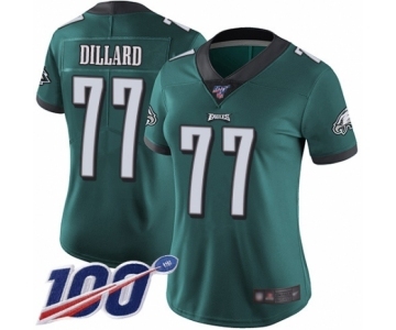 Women's Philadelphia Eagles #77 Andre Dillard Midnight Green Team Color Vapor Untouchable Limited Player 100th Season Football Jersey