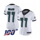 Women's Philadelphia Eagles #77 Andre Dillard White Vapor Untouchable Limited Player 100th Season Football Jersey