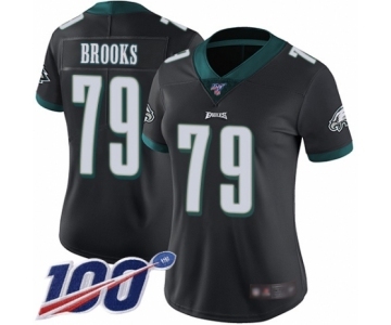 Women's Philadelphia Eagles #79 Brandon Brooks Black Alternate Vapor Untouchable Limited Player 100th Season Football Jersey