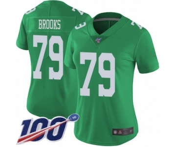 Women's Philadelphia Eagles #79 Brandon Brooks Limited Green Rush Vapor Untouchable 100th Season Football Jersey