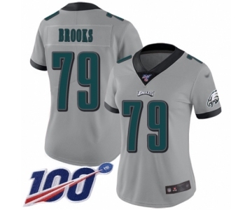 Women's Philadelphia Eagles #79 Brandon Brooks Limited Silver Inverted Legend 100th Season Football Jersey