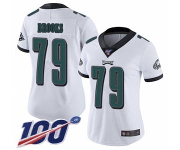 Women's Philadelphia Eagles #79 Brandon Brooks White Vapor Untouchable Limited Player 100th Season Football Jersey