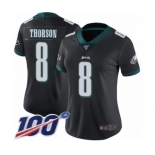 Women's Philadelphia Eagles #8 Clayton Thorson Black Alternate Vapor Untouchable Limited Player 100th Season Football Jersey