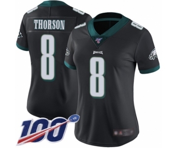 Women's Philadelphia Eagles #8 Clayton Thorson Black Alternate Vapor Untouchable Limited Player 100th Season Football Jersey