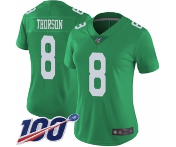 Women's Philadelphia Eagles #8 Clayton Thorson Limited Green Rush Vapor Untouchable 100th Season Football Jersey