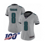 Women's Philadelphia Eagles #8 Clayton Thorson Limited Silver Inverted Legend 100th Season Football Jersey