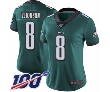 Women's Philadelphia Eagles #8 Clayton Thorson Midnight Green Team Color Vapor Untouchable Limited Player 100th Season Football Jersey