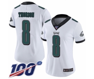 Women's Philadelphia Eagles #8 Clayton Thorson White Vapor Untouchable Limited Player 100th Season Football Jersey