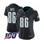 Women's Philadelphia Eagles #86 Zach Ertz Black Alternate Vapor Untouchable Limited Player 100th Season Football Jersey