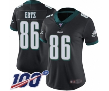 Women's Philadelphia Eagles #86 Zach Ertz Black Alternate Vapor Untouchable Limited Player 100th Season Football Jersey