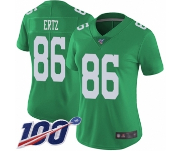 Women's Philadelphia Eagles #86 Zach Ertz Limited Green Rush Vapor Untouchable 100th Season Football Jersey