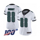 Women's Philadelphia Eagles #88 Dallas Goedert White Vapor Untouchable Limited Player 100th Season Football Jersey