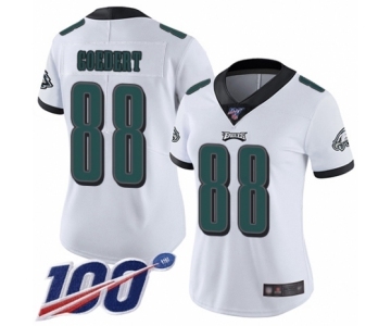 Women's Philadelphia Eagles #88 Dallas Goedert White Vapor Untouchable Limited Player 100th Season Football Jersey