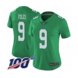 Women's Philadelphia Eagles #9 Nick Foles Limited Green Rush Vapor Untouchable 100th Season Football Jersey