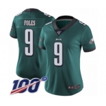 Women's Philadelphia Eagles #9 Nick Foles Midnight Green Team Color Vapor Untouchable Limited Player 100th Season Football Jersey