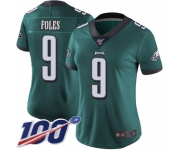 Women's Philadelphia Eagles #9 Nick Foles Midnight Green Team Color Vapor Untouchable Limited Player 100th Season Football Jersey