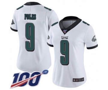 Women's Philadelphia Eagles #9 Nick Foles White Vapor Untouchable Limited Player 100th Season Football Jersey