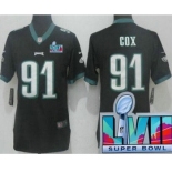 Women's Philadelphia Eagles #91 Fletcher Cox Limited Black Super Bowl LVII Vapor Jersey