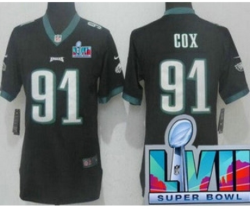 Women's Philadelphia Eagles #91 Fletcher Cox Limited Black Super Bowl LVII Vapor Jersey