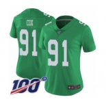 Women's Philadelphia Eagles #91 Fletcher Cox Limited Green Rush Vapor Untouchable 100th Season Football Jersey