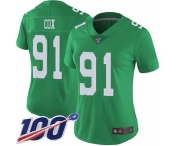 Women's Philadelphia Eagles #91 Fletcher Cox Limited Green Rush Vapor Untouchable 100th Season Football Jersey