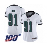 Women's Philadelphia Eagles #91 Fletcher Cox White Vapor Untouchable Limited Player 100th Season Football Jersey