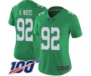 Women's Philadelphia Eagles #92 Reggie White Limited Green Rush Vapor Untouchable 100th Season Football Jersey