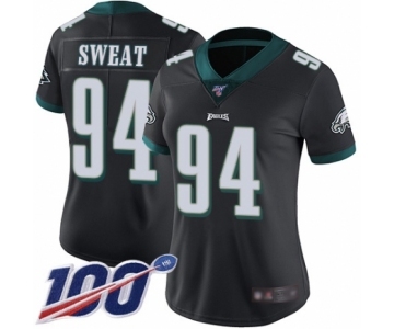 Women's Philadelphia Eagles #94 Josh Sweat Black Alternate Vapor Untouchable Limited Player 100th Season Football Jersey