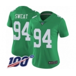 Women's Philadelphia Eagles #94 Josh Sweat Limited Green Rush Vapor Untouchable 100th Season Football Jersey